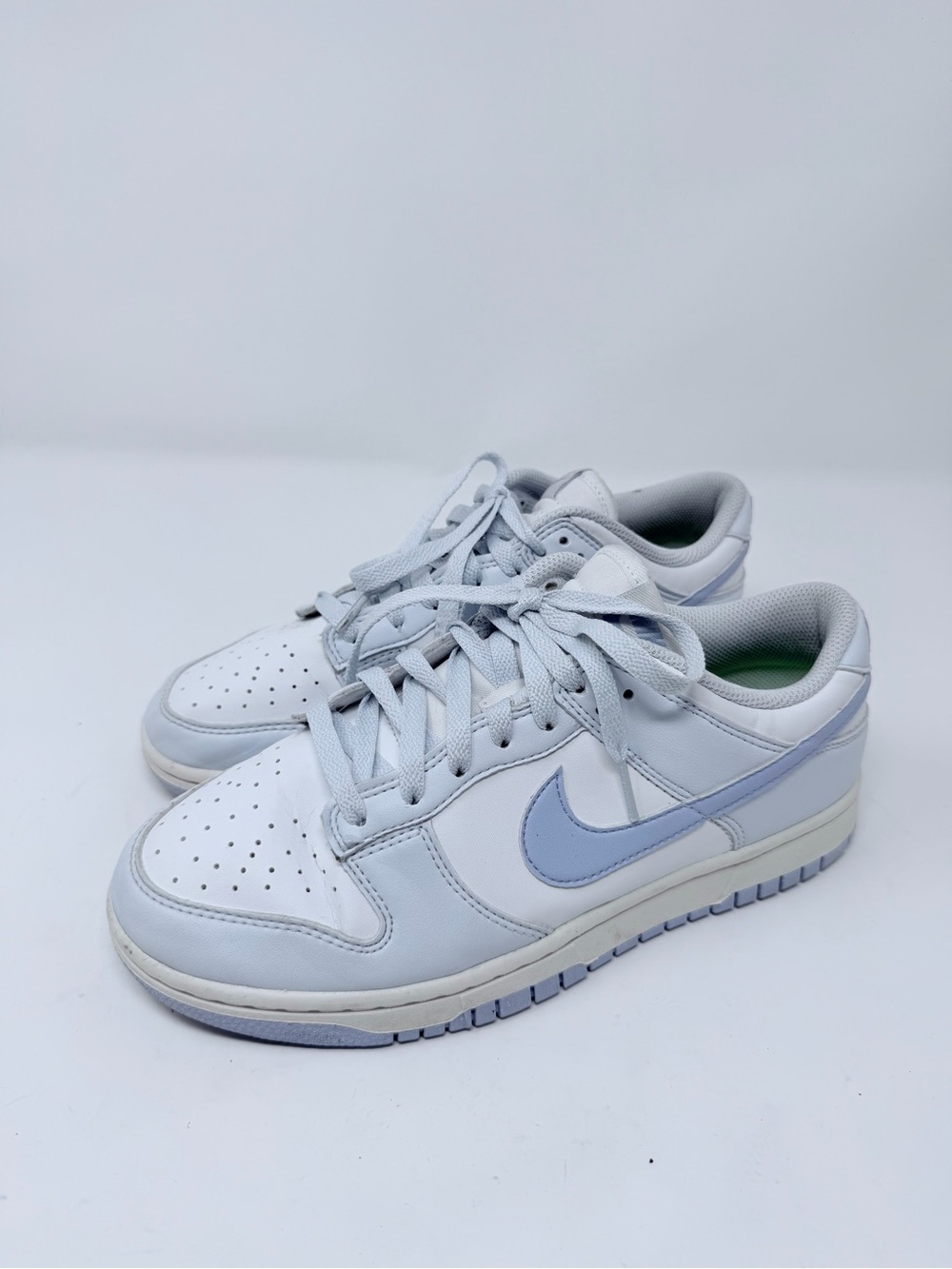 Nike Women's Light Blue and White Dunk Low-Style Sneakers